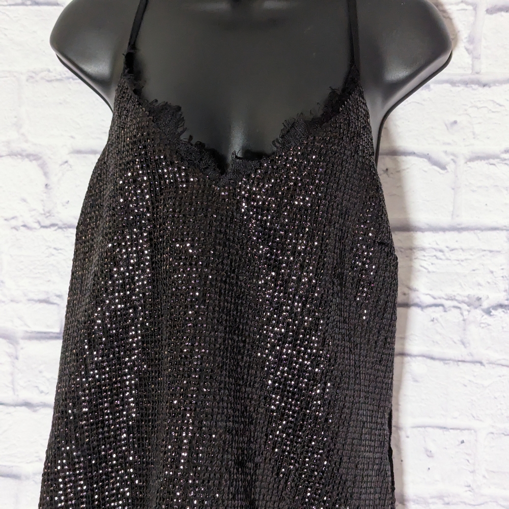 Express Black Sequin Lace Top Size M